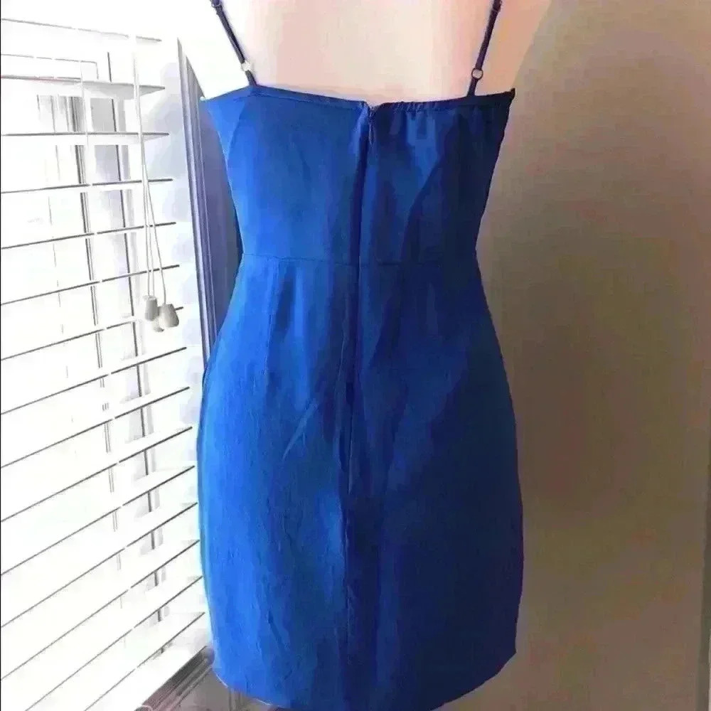 Lavender Brown Blue Silk Mini Dress - Picture 3 of 8